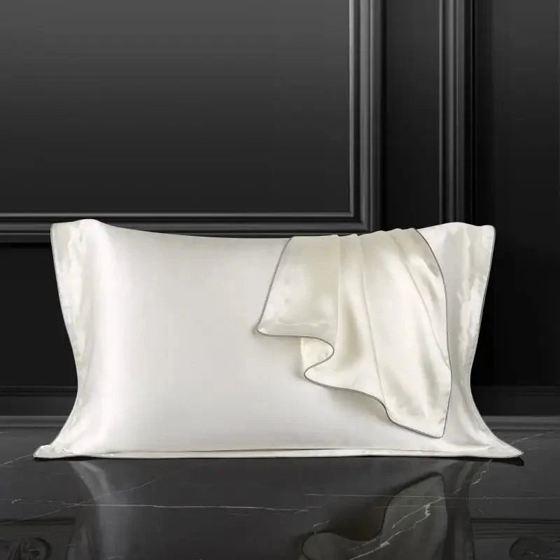 Pure Silk Pillowcase Set, Standard Pillow Size 48x74 cm, Breathable Tencel Underside for Hair and Skin Care