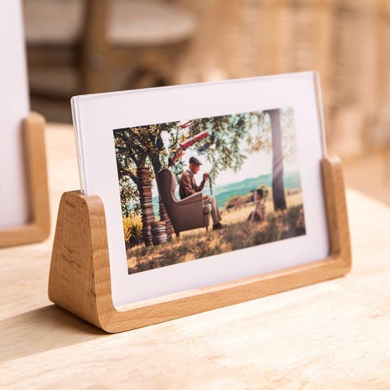 Rectangular Picture Frame 10 x 15 cm with Natural Wood Base – Elegant Photo Frame for Home Decor
