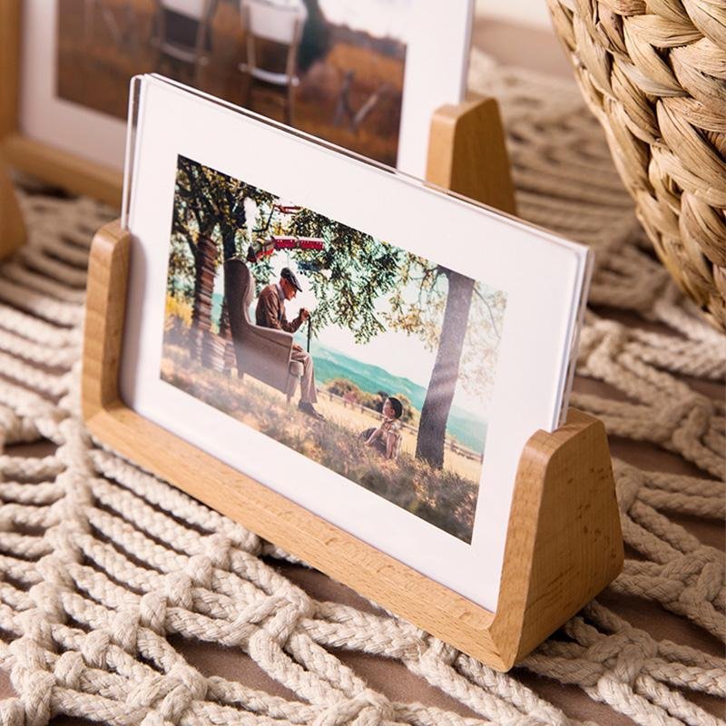 Rectangular Picture Frame 10 x 15 cm with Natural Wood Base – Elegant Photo Frame for Home Decor