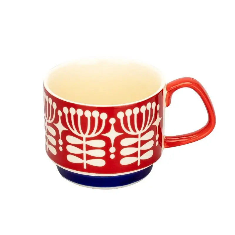 Retro Ceramic Coffee Mug Set – 300ml Capacity with Unique 1950s Patterns – Dishwasher and Microwave Safe