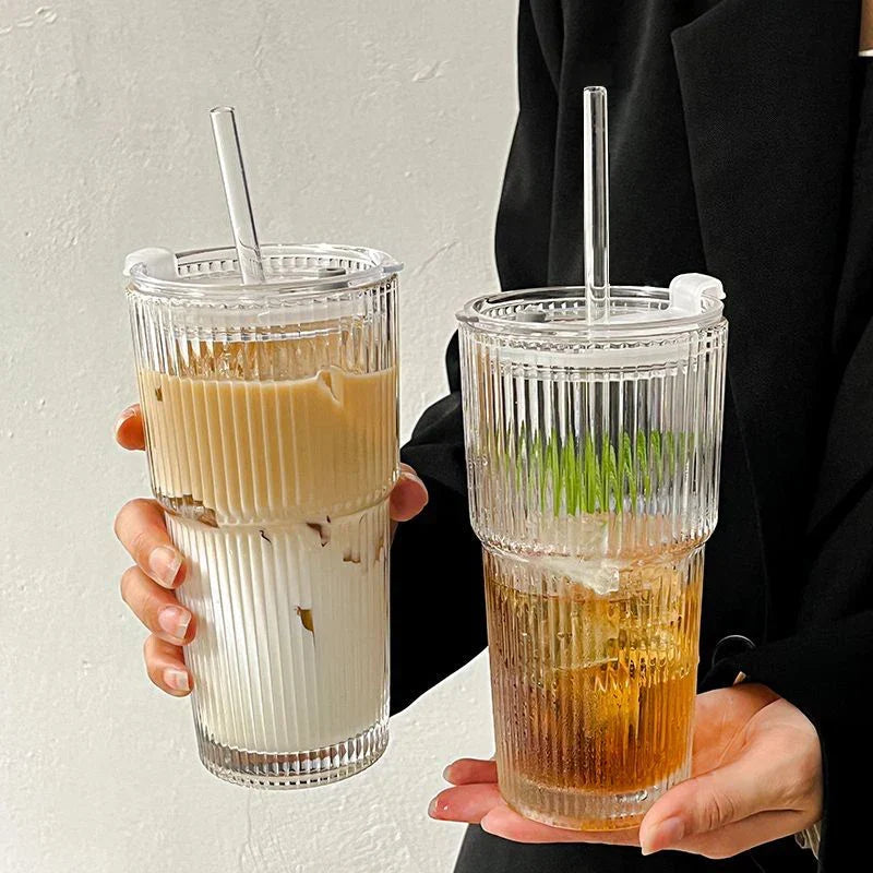 Ribbed Borosilicate Glass Travel Cup