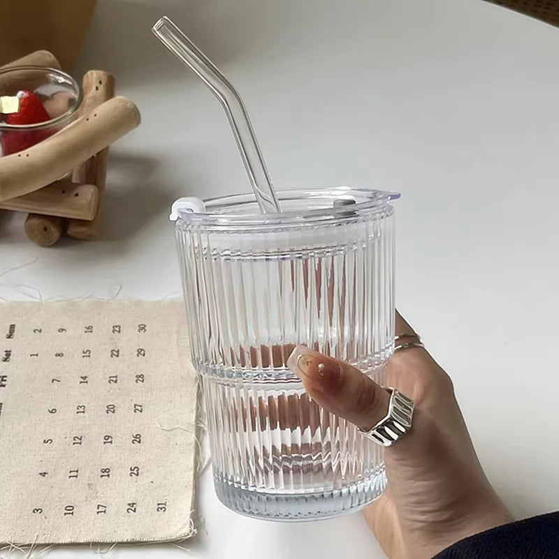 Ribbed Borosilicate Glass Travel Cup