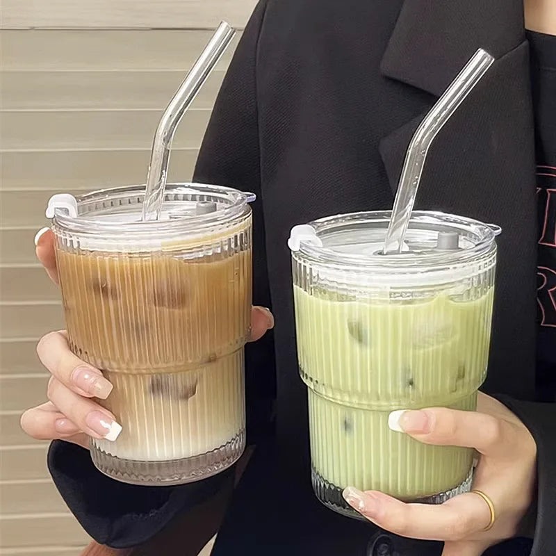 Ribbed Borosilicate Glass Travel Cup