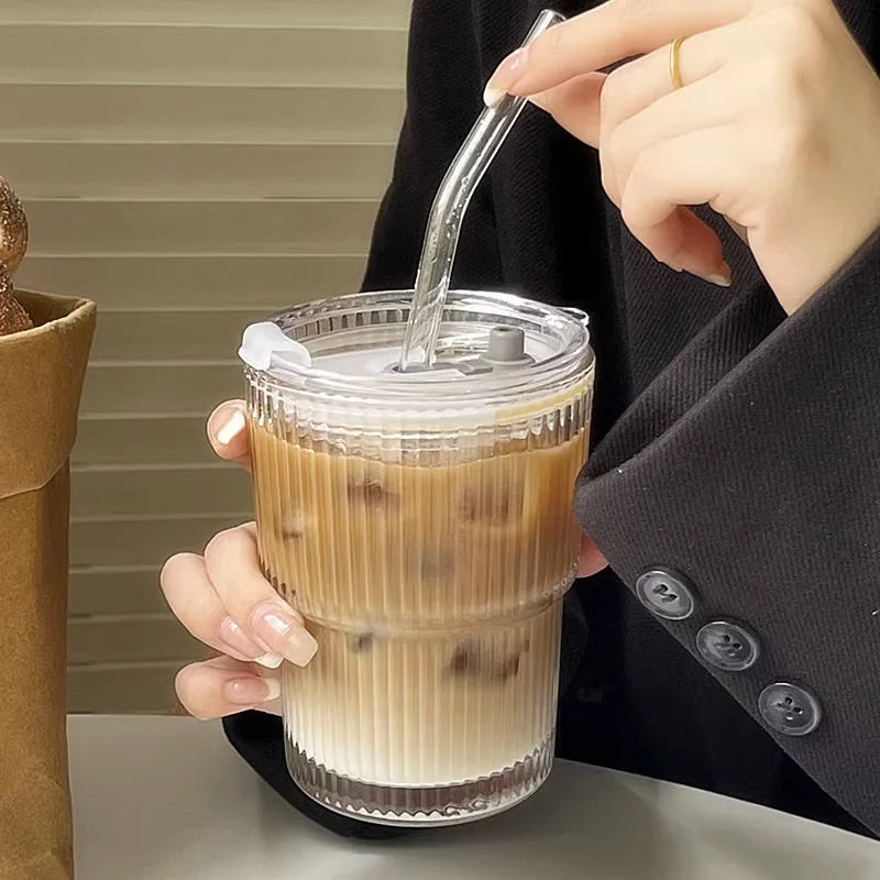 Ribbed Borosilicate Glass Travel Cup