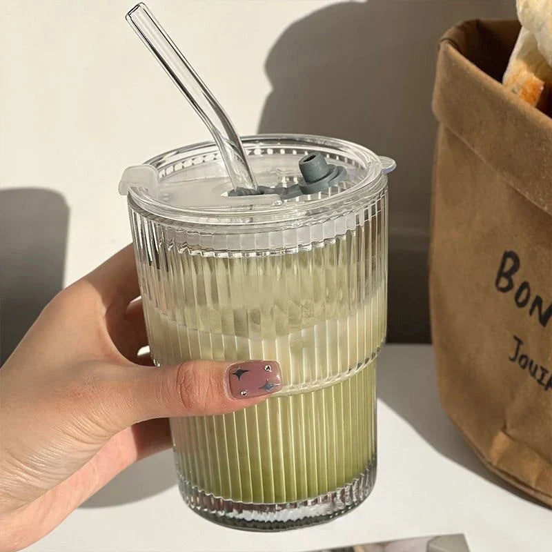 Ribbed Borosilicate Glass Travel Cup