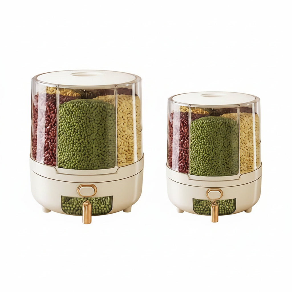 Rotating Airtight Food Storage Container with 360° Base, Large Capacity Grain and Cereal Dispenser