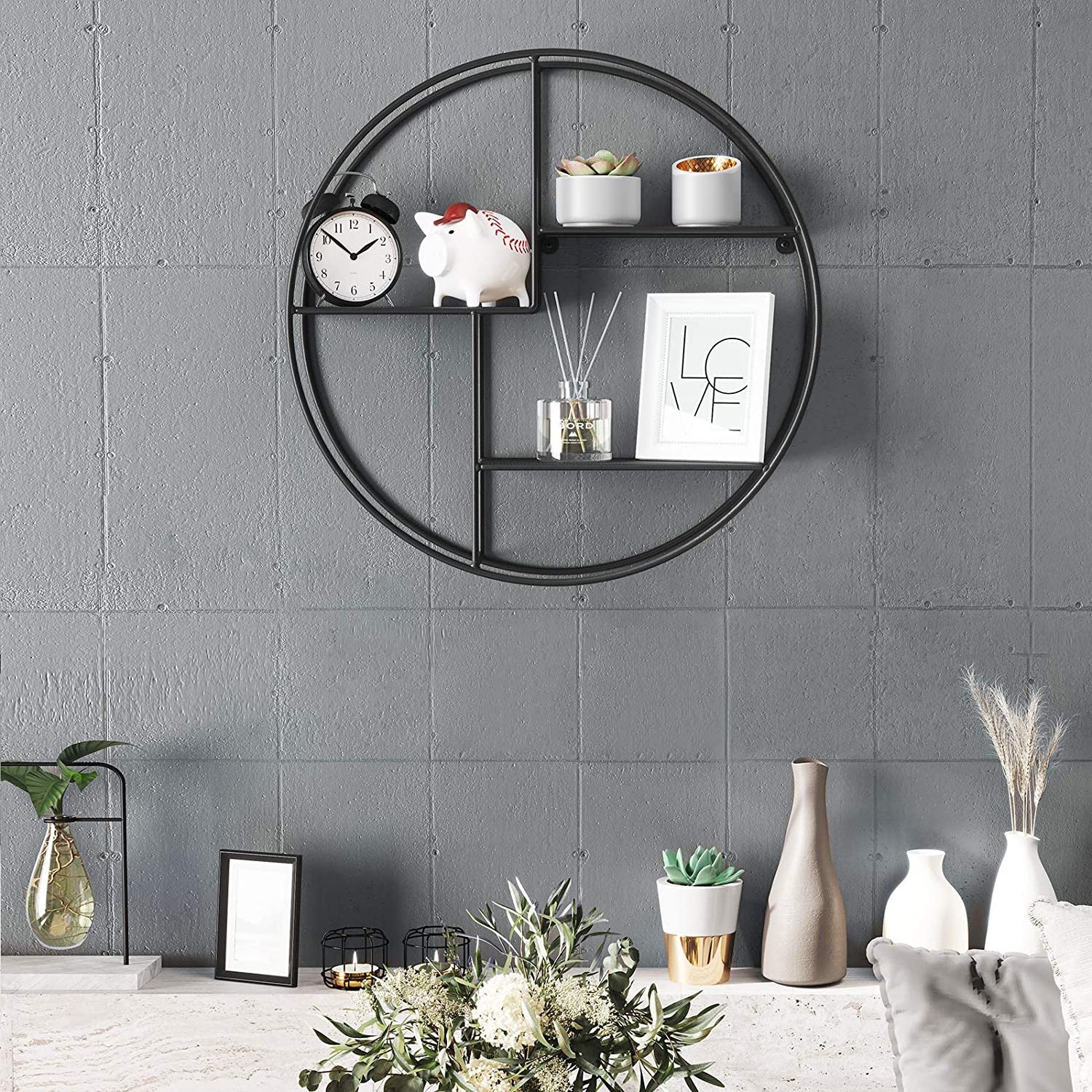 Round Industrial Wall Shelf