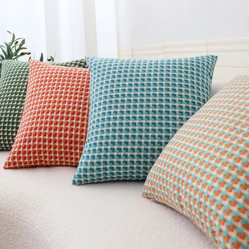 Scandinavian Decorative Cushion Cover in Contrasting Colors – 45cm x 45cm Polyester Accent for Sofa and Living Room