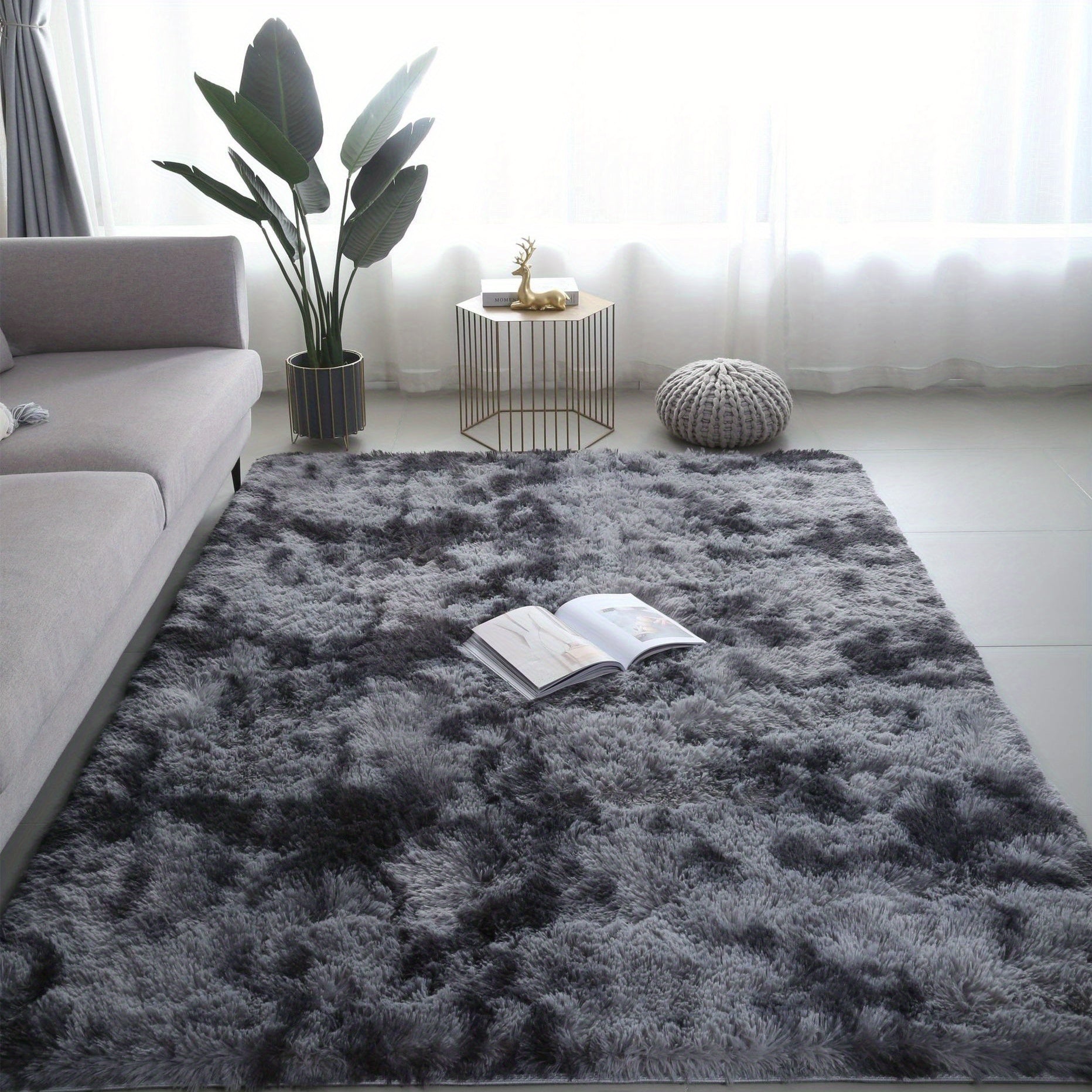 Shaggy Carpet with Plush Texture and Non-Slip Backing