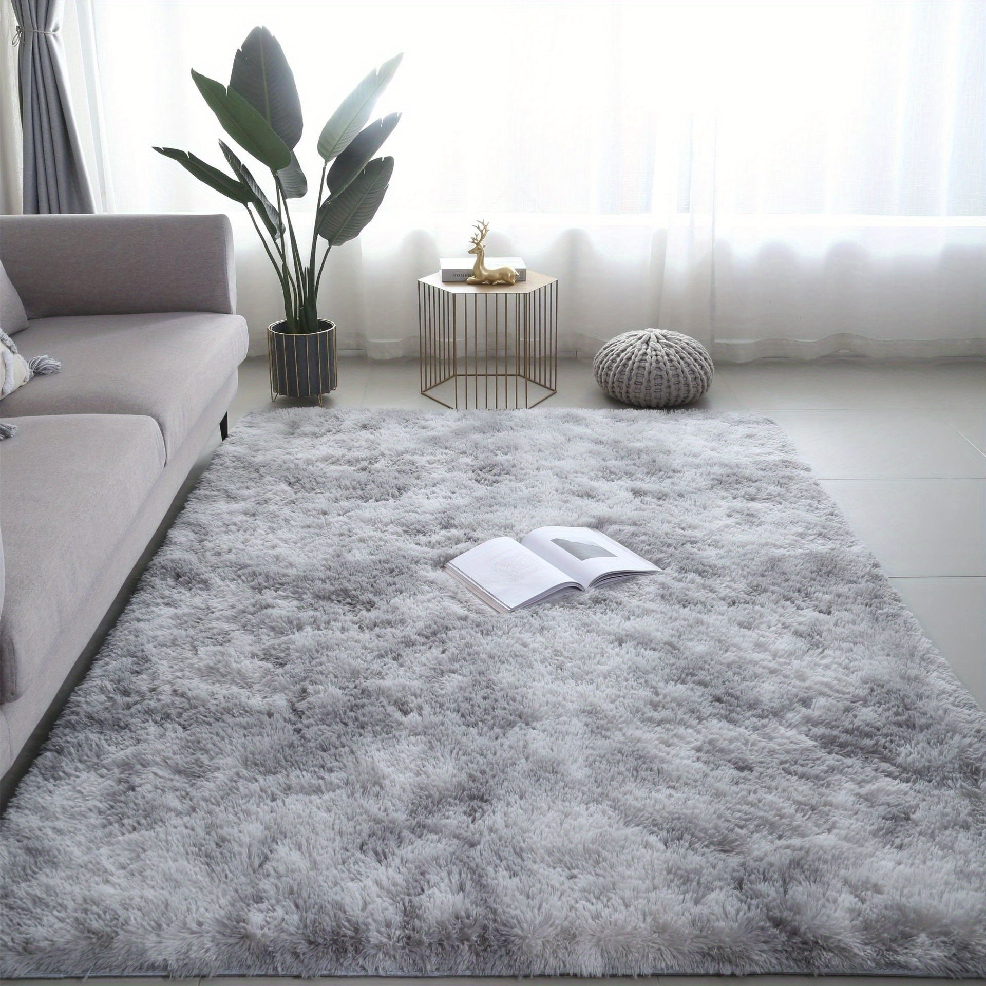 Shaggy Carpet with Plush Texture and Non-Slip Backing
