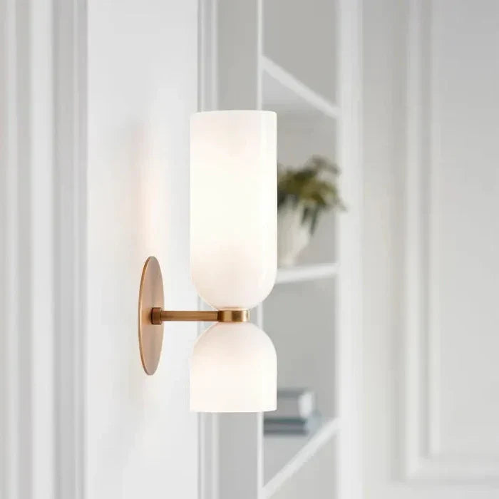 Smoked Glass Up-and-Down Wall Light with Gold Finish