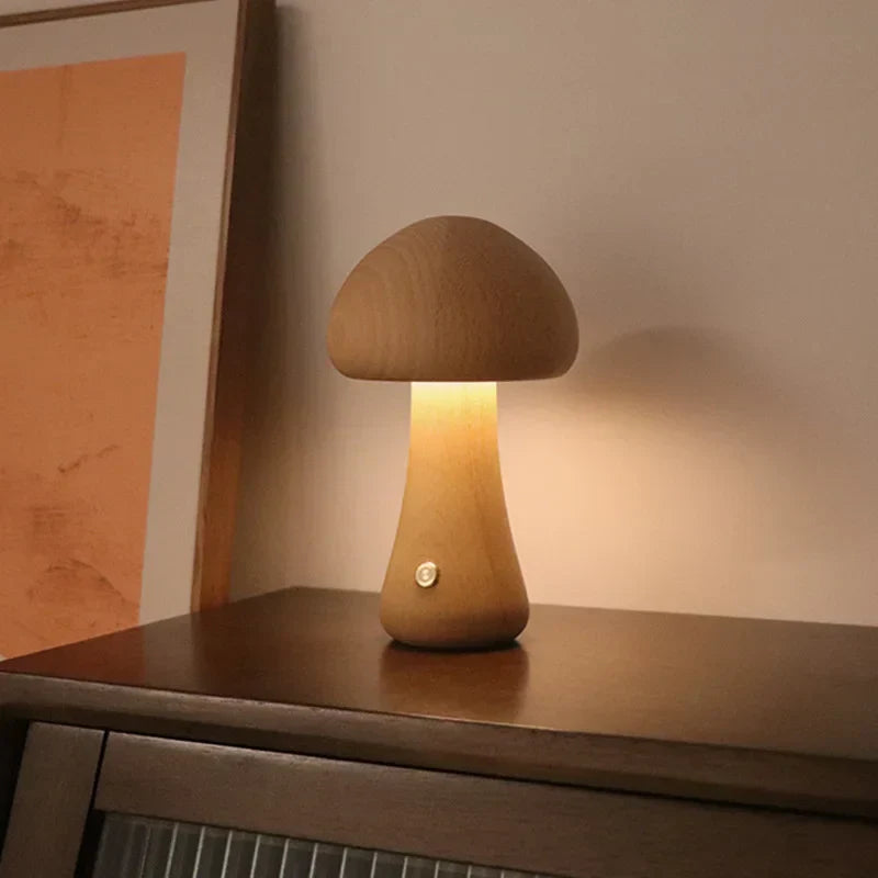 Soft Light LED Touch Bedside Lamp – Dimmable Mushroom Design for Bedroom and Children's Room, USB Rechargeable Night Light