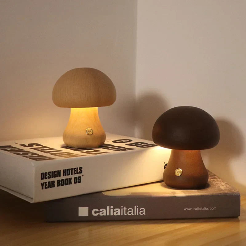Soft Light LED Touch Bedside Lamp – Dimmable Mushroom Design for Bedroom and Children's Room, USB Rechargeable Night Light