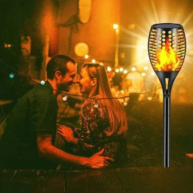 Solar Flame Path Lights Flickering LED Outdoor Garden Decor