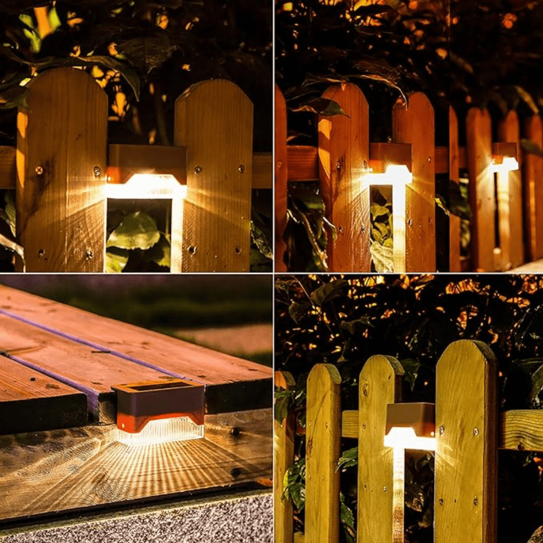 Solar Garden Lights – Self-Adhesive Outdoor Lamps for Patio and Garden, Warm White Decorative Lighting, Weather Resistant