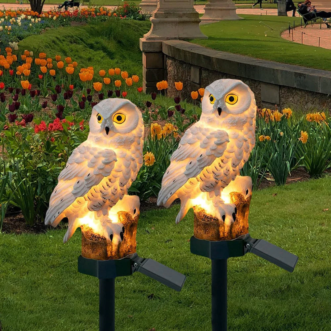 Solar Owl Garden Pathway Light with Warm LED Glow, Outdoor Stake Lamp for Lawn and Walkway Decoration