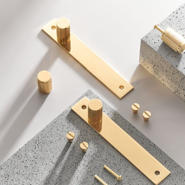 Solid Brass Door Handle with Stripe Pattern – Elegant Kitchen and Internal Door Handle for Modern Interiors