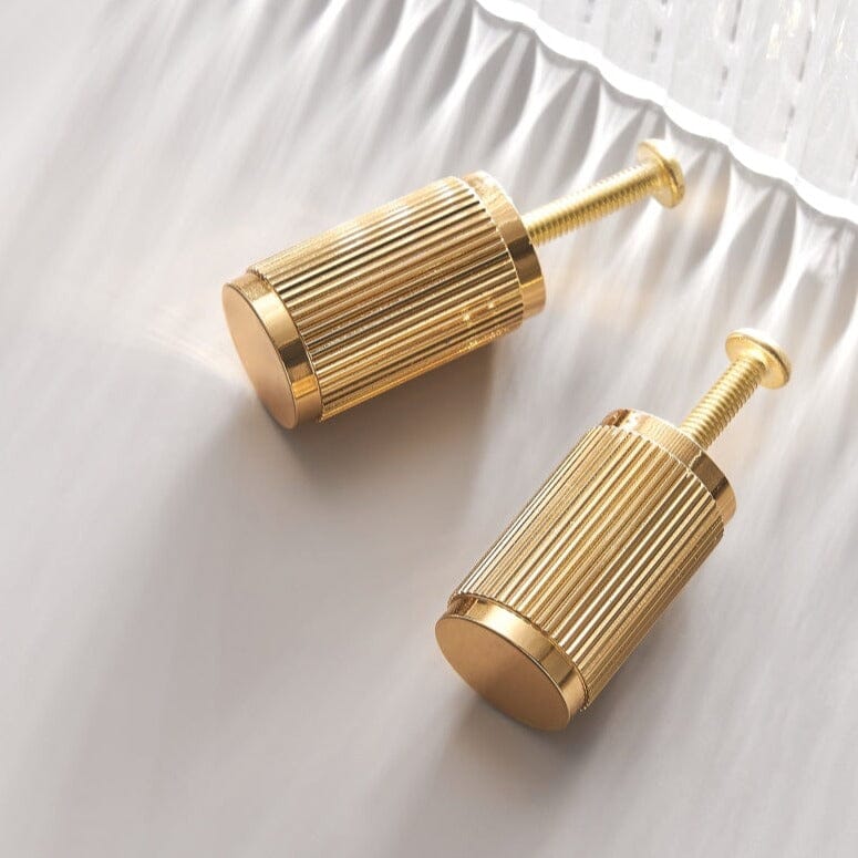 Solid Brass Door Handle with Stripe Pattern – Elegant Kitchen and Internal Door Handle for Modern Interiors