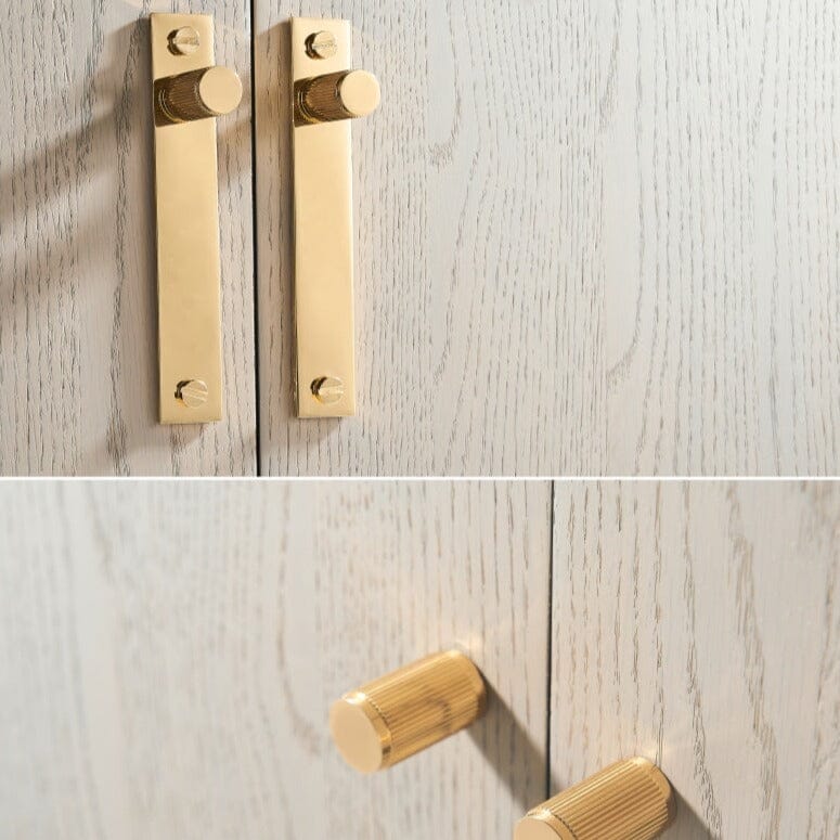 Solid Brass Door Handle with Stripe Pattern – Elegant Kitchen and Internal Door Handle for Modern Interiors