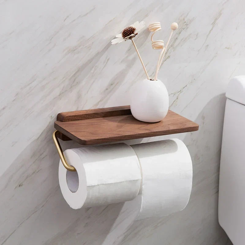 Solid Walnut Toilet Roll Holder