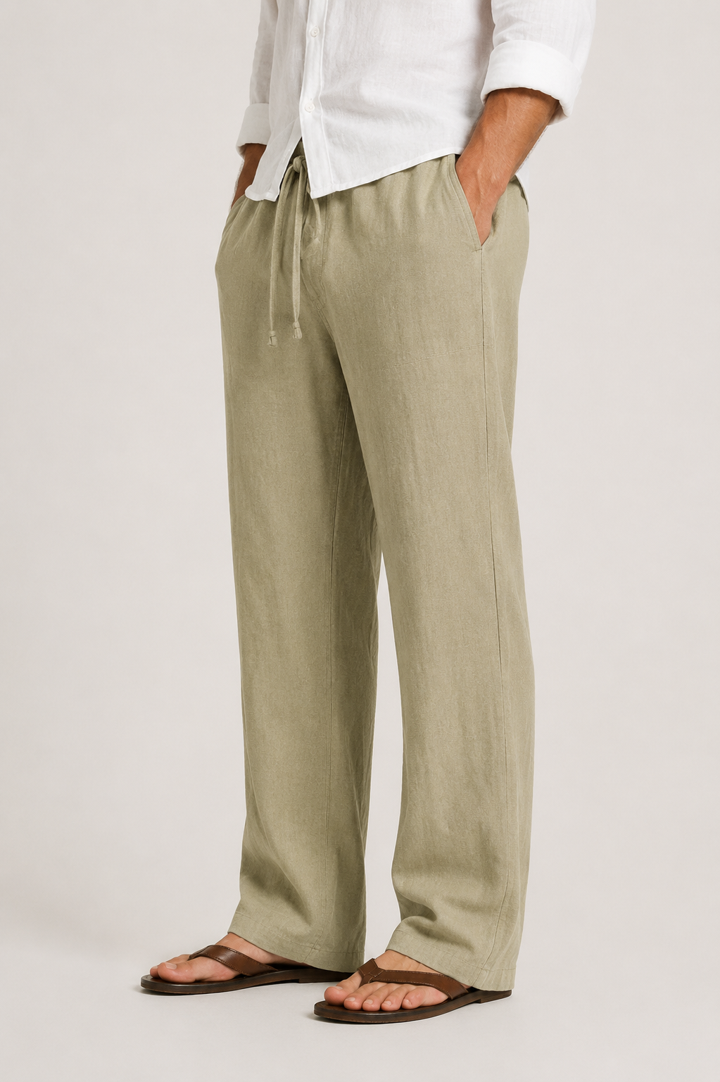 Straight-Leg Men’s Linen Trousers