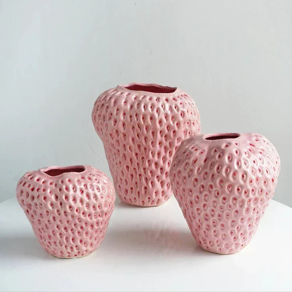 Strawberry-Shaped Ceramic Vase