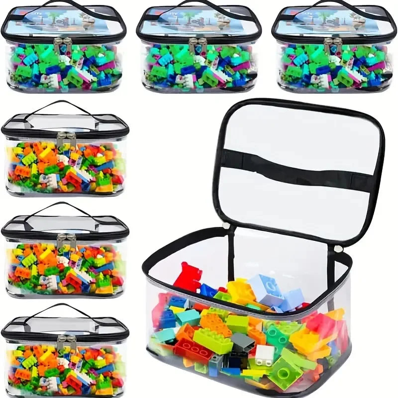 Transparent Mesh Toy Storage Bag with Zipper, Large Capacity Organizer for Toys, Puzzles and Building Blocks