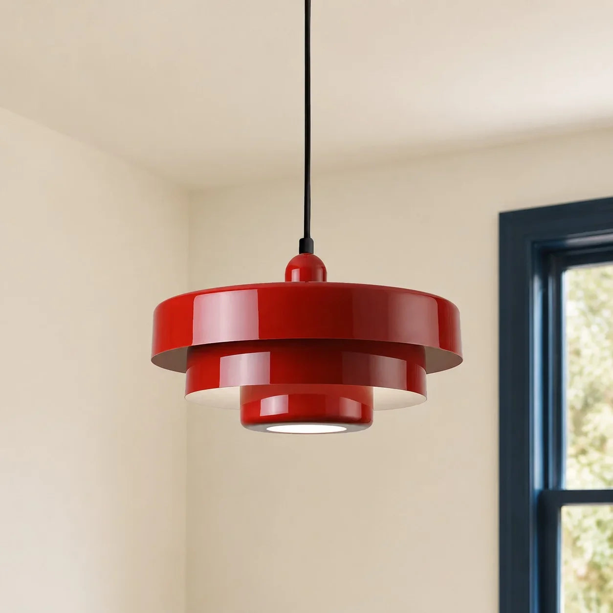 Triple Layer Disc Macaron Pendant Light with Adjustable Height