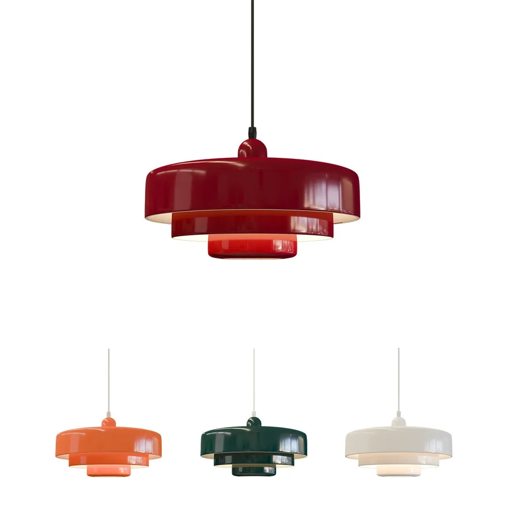 Triple Layer Disc Macaron Pendant Light with Adjustable Height