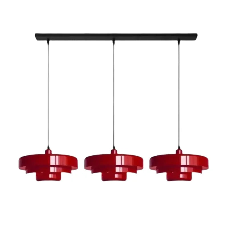 Triple Layer Disc Macaron Pendant Light with Adjustable Height
