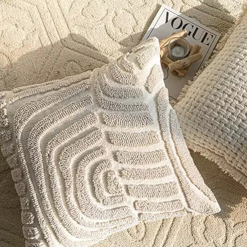 Tufted Cushion Cover 45x45 cm in Soft Sand – Elegant Sofa Cushion Cover for Scatter Cushions and Home Decor