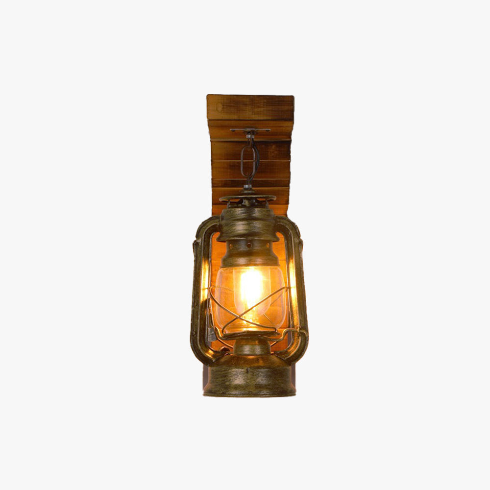 Vintage Wooden Wall Lamp – Rustic Indoor Wall Sconce with E27 LED Compatibility