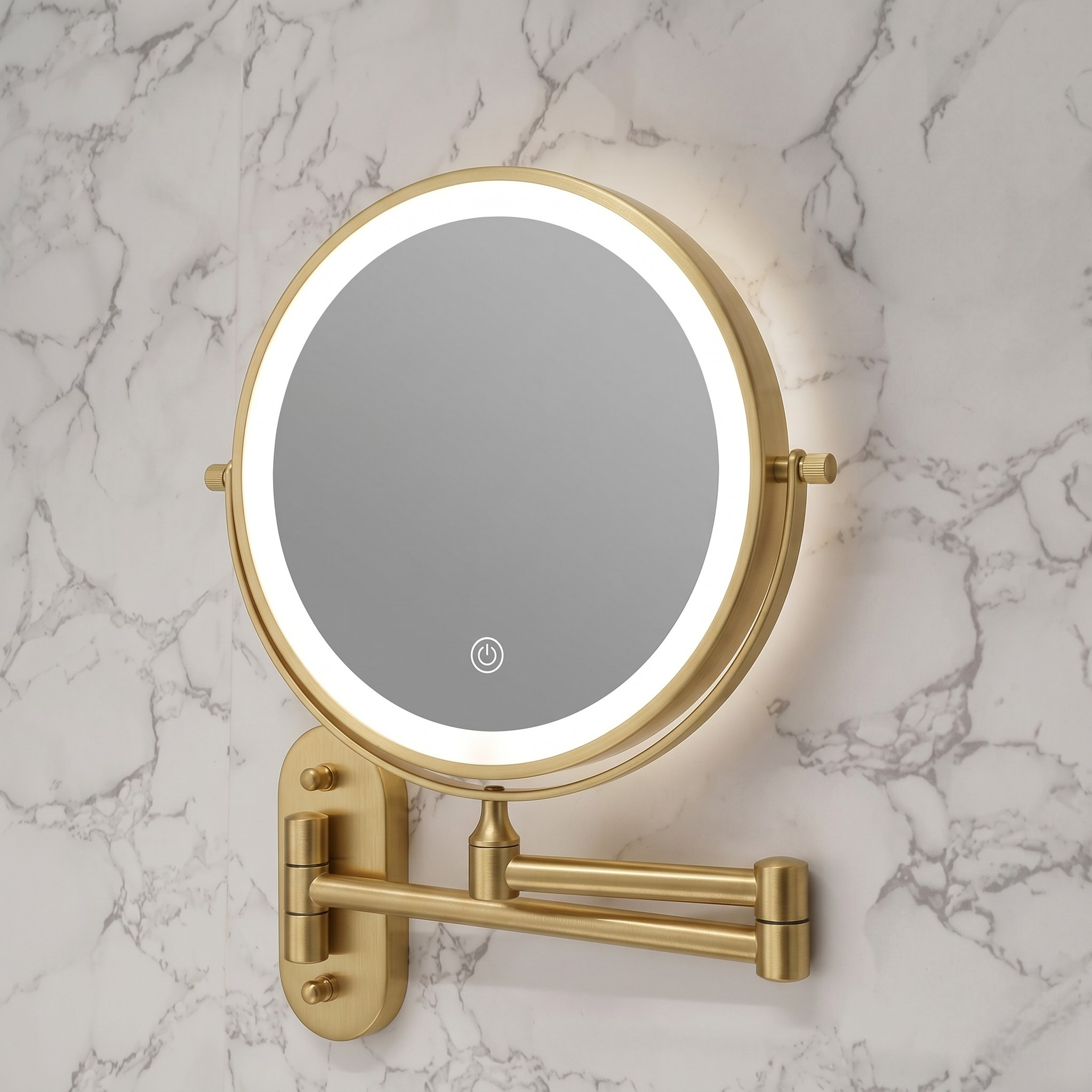 Wall-Mounted LED Magnifying Cosmetic Mirror with Touch Control
