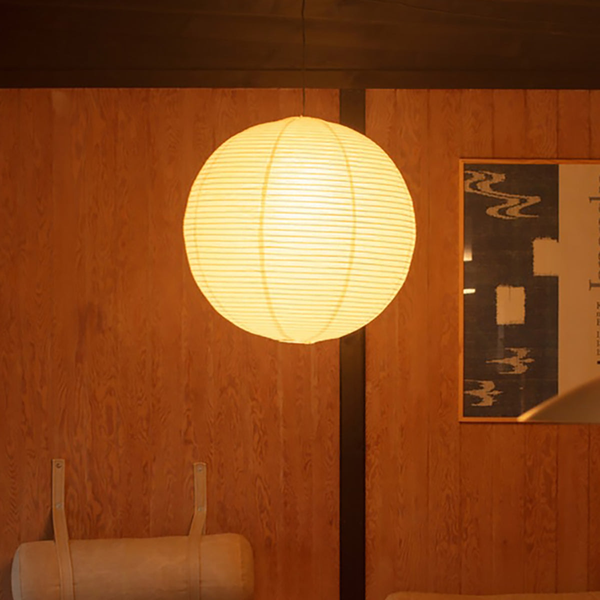 Washi Paper and Bamboo Ceiling Light Fixture – Adjustable Pendant Lamp for Modern Indoor Spaces, Warm Glow Lighting