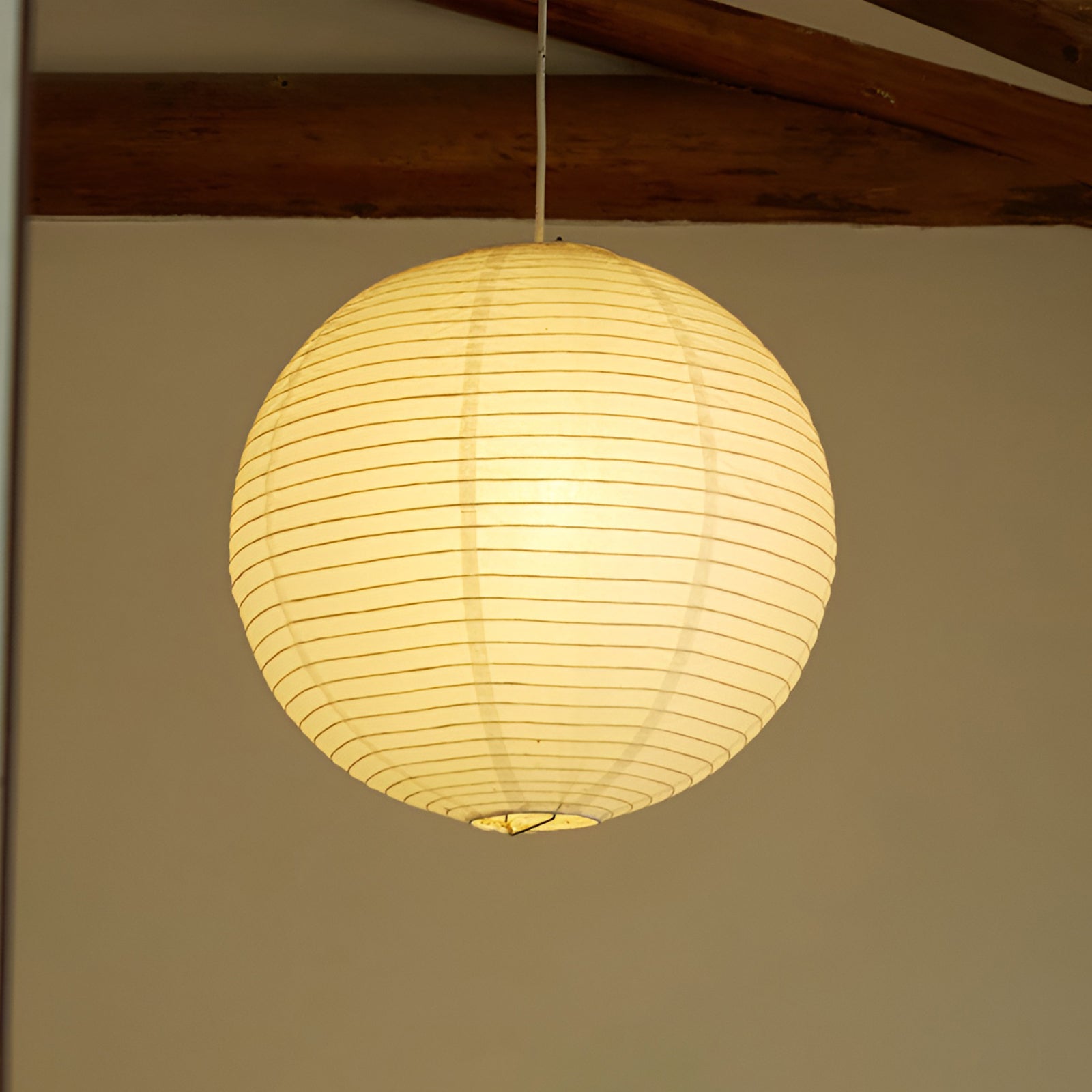 Washi Paper and Bamboo Ceiling Light Fixture – Adjustable Pendant Lamp for Modern Indoor Spaces, Warm Glow Lighting