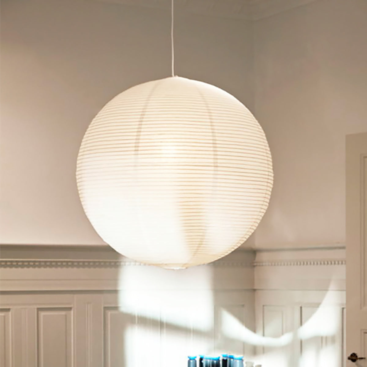 Washi Paper and Bamboo Ceiling Light Fixture – Adjustable Pendant Lamp for Modern Indoor Spaces, Warm Glow Lighting