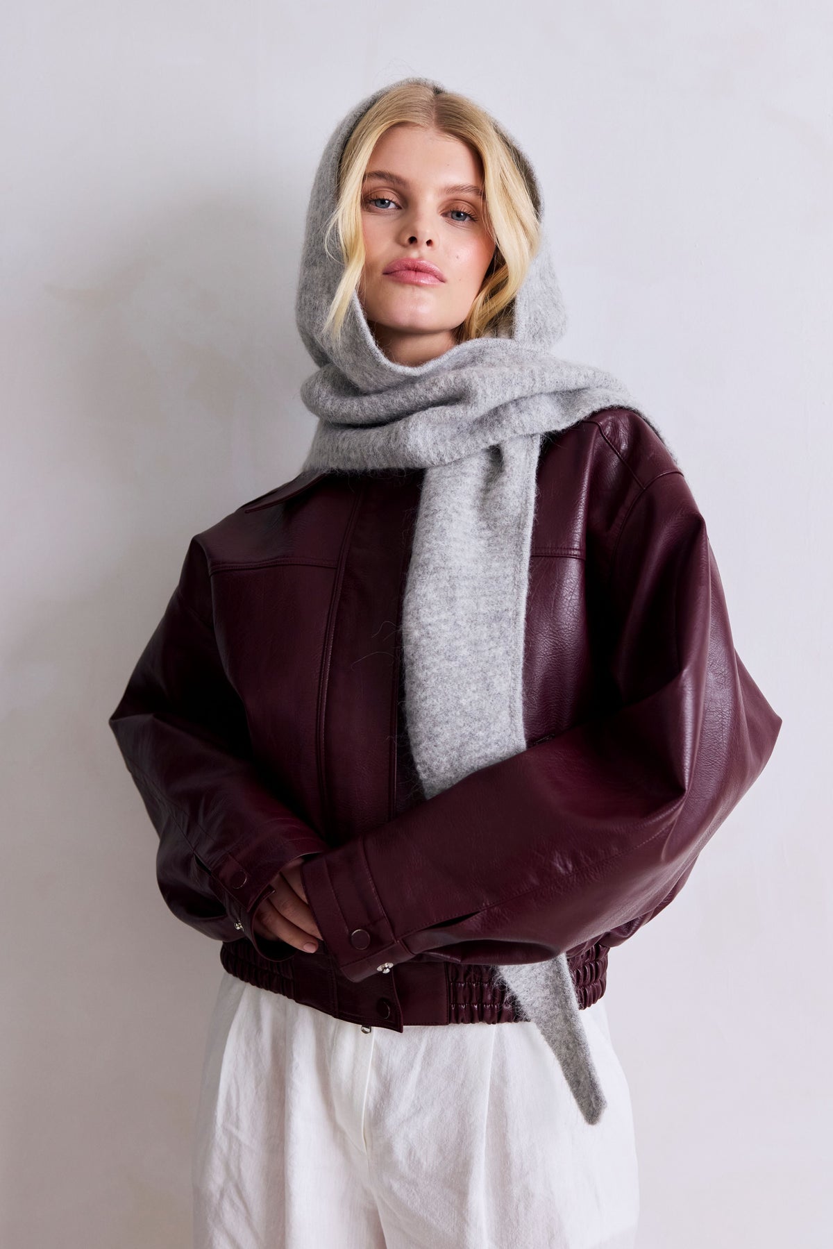 Alpaca Wool Hooded Scarf