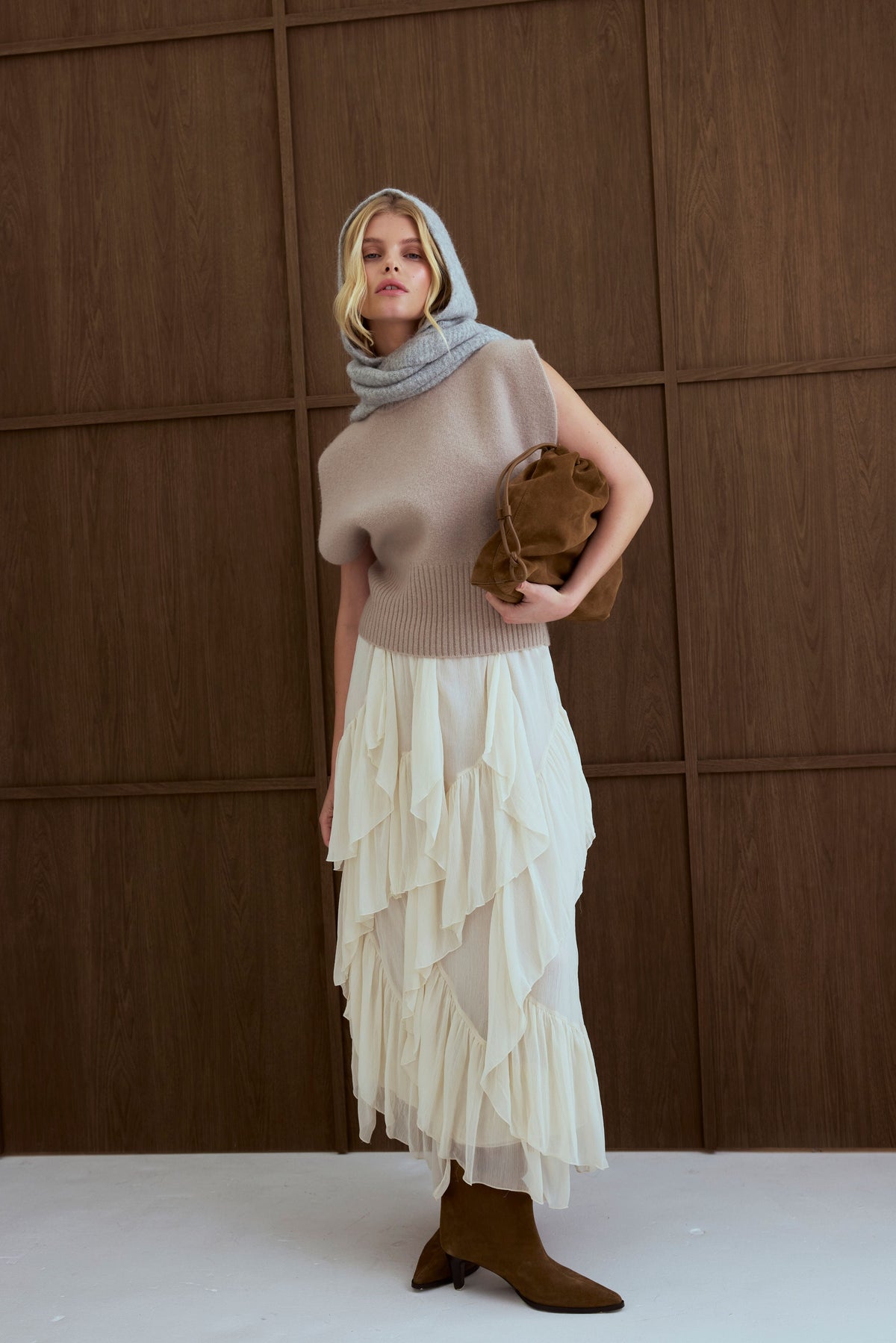 Alpaca Wool Hooded Scarf