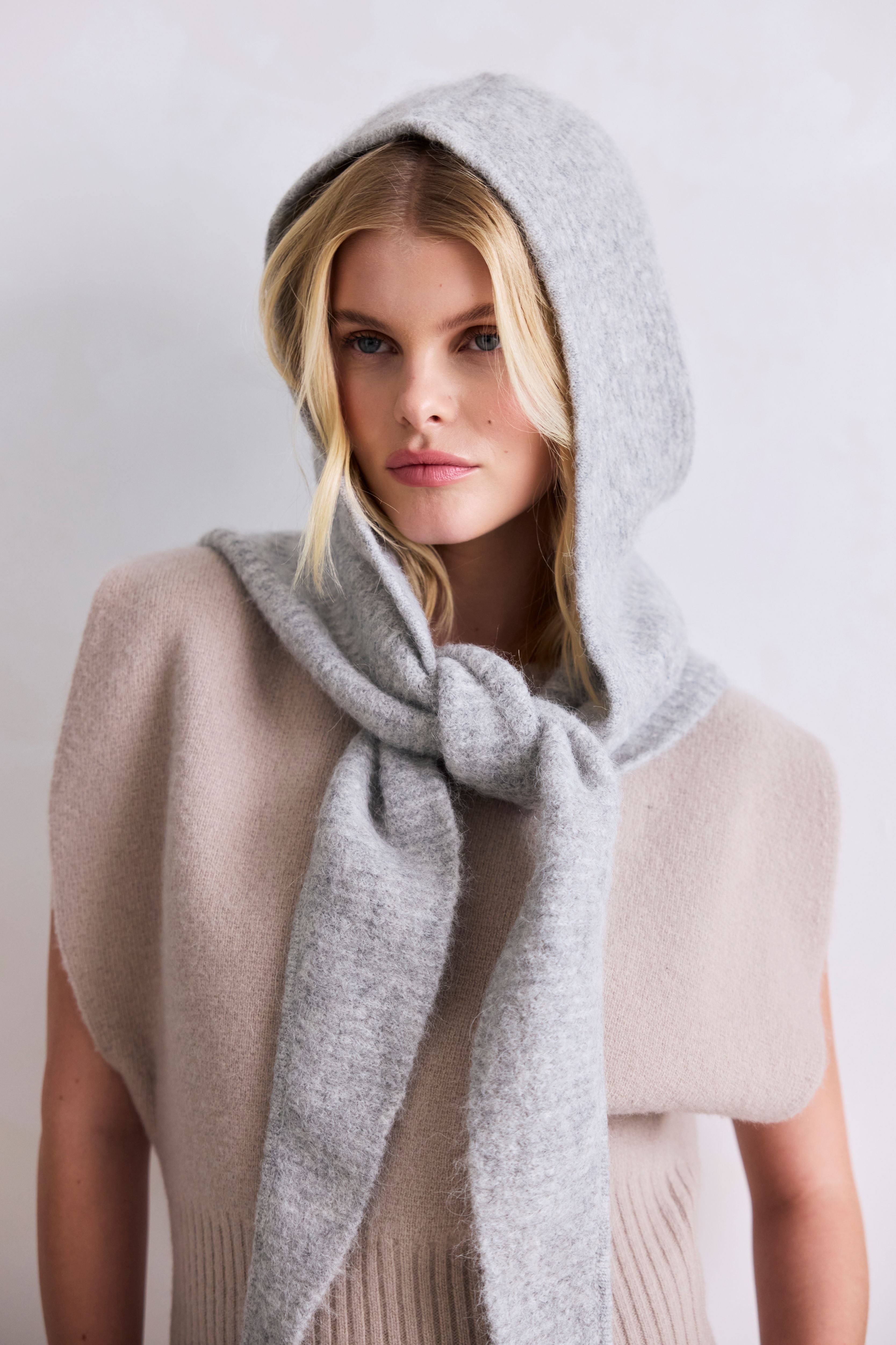 Alpaca Wool Hooded Scarf