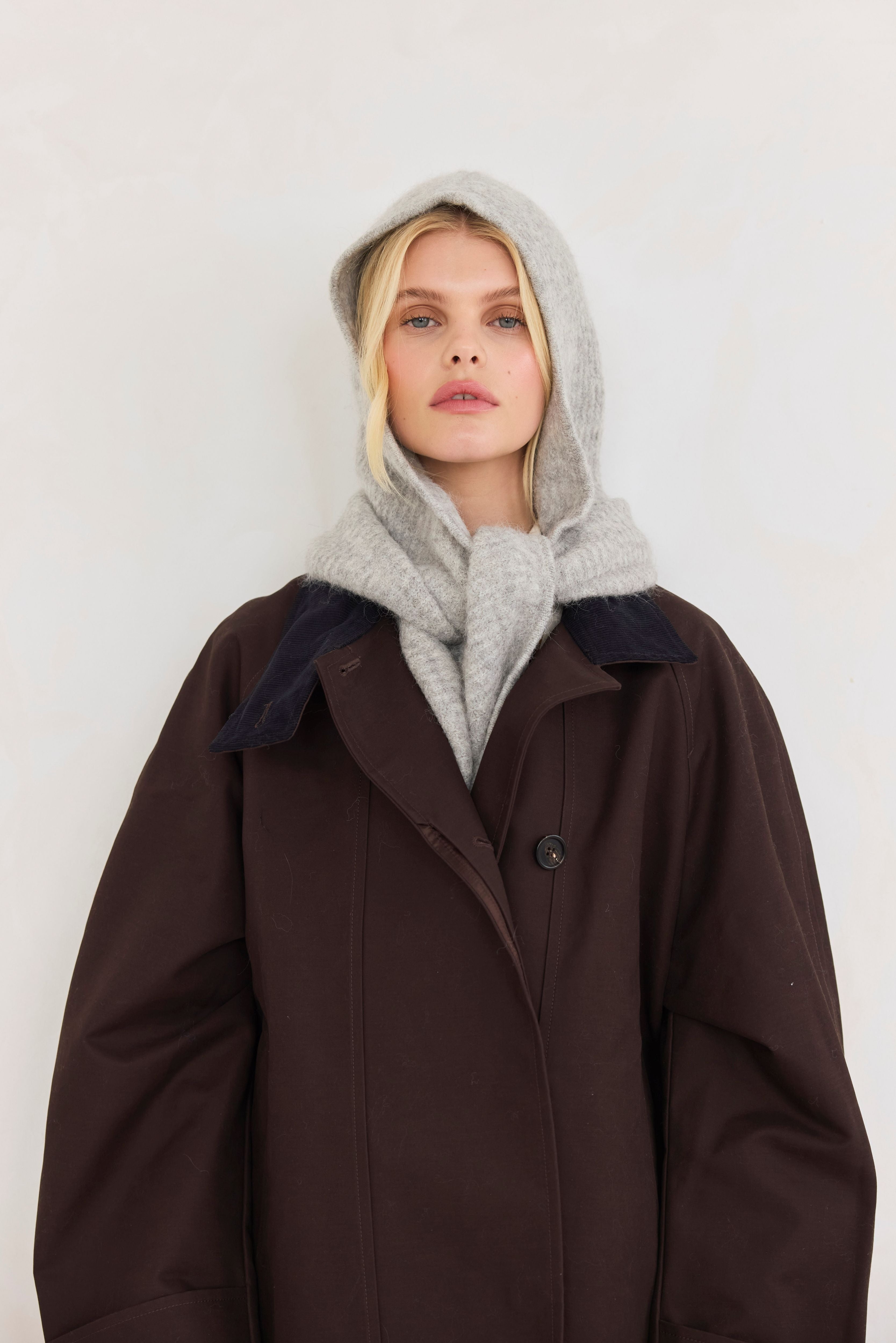 Alpaca Wool Hooded Scarf