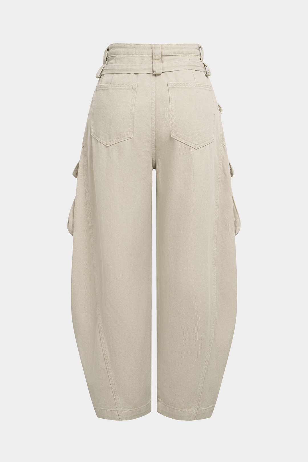 Women's Belted Wide Leg Barrel Cargo Jeans