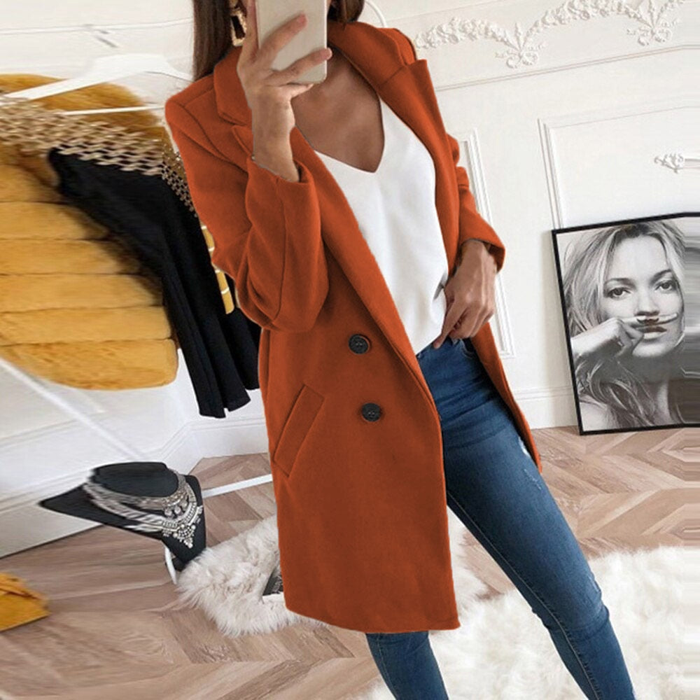 Women’s Coat with Turn-Down Collar