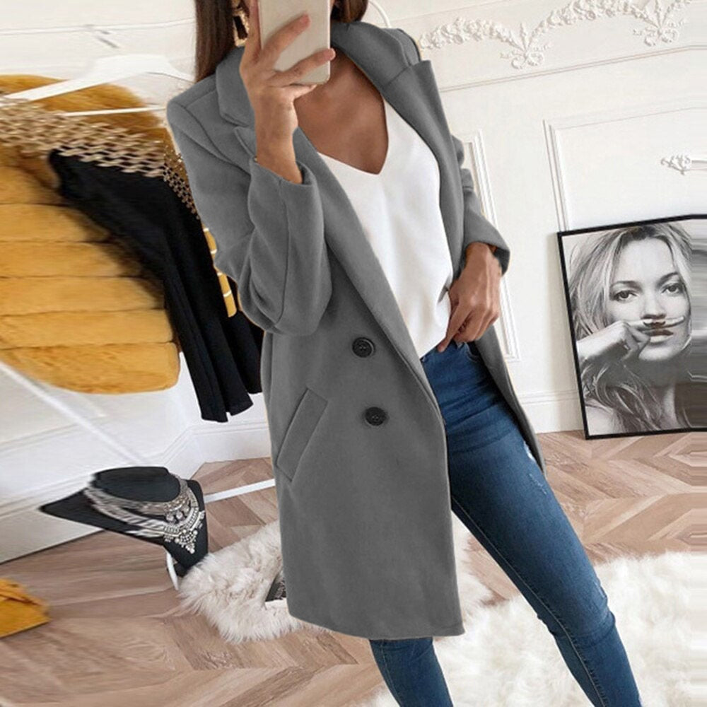Women’s Coat with Turn-Down Collar