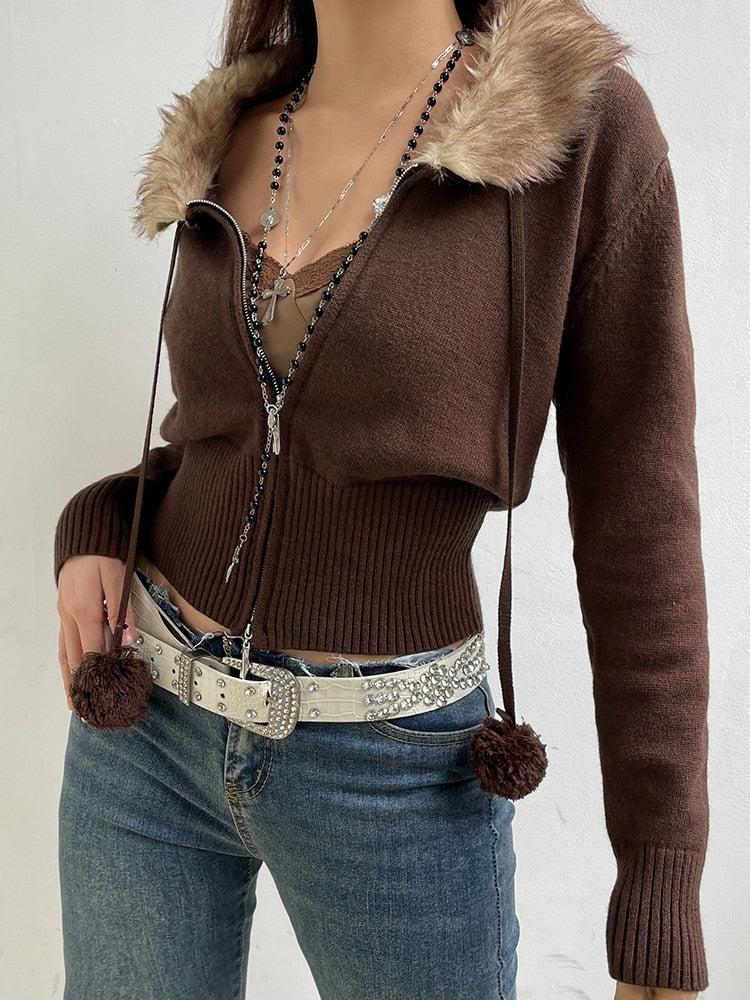Women’s Cropped Zip-Up Cardigan