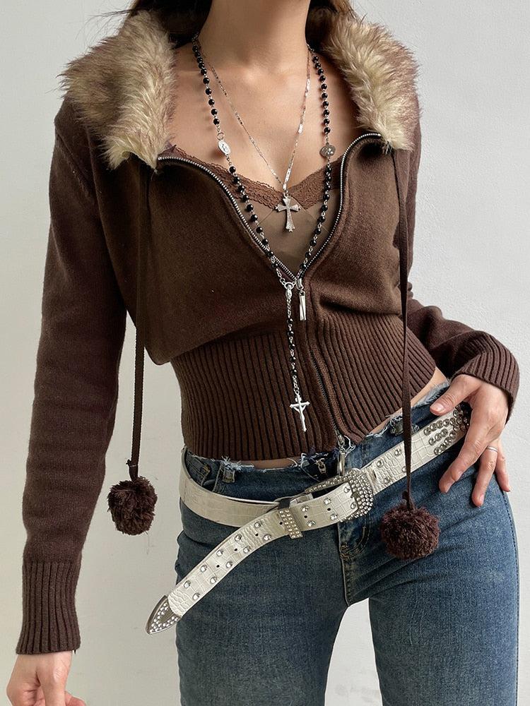 Women’s Cropped Zip-Up Cardigan