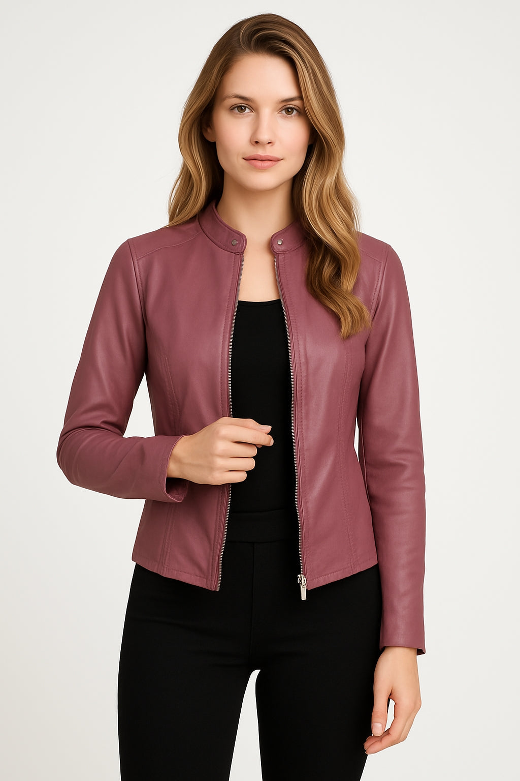 Women’s Fitted Faux Leather Jacket