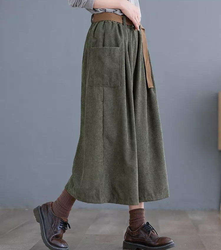 Women's High-Waisted Wide-Leg Corduroy Pants