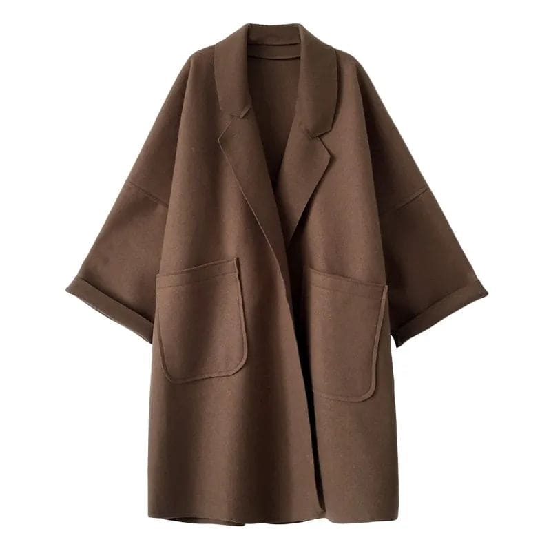 Women's Oversized Trench Coat with Wool Blend