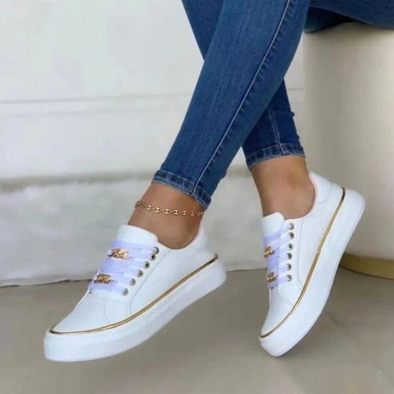 Women’s Supportive Lace-Up Shoes with Gold Details