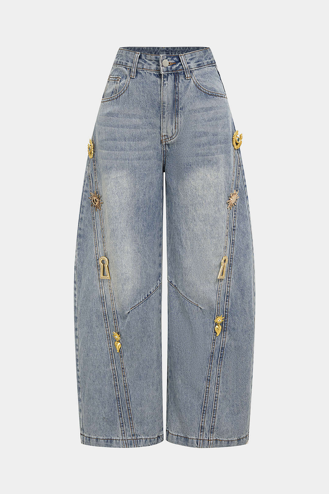 Women’s Wide-Leg Jeans with Metallic Details